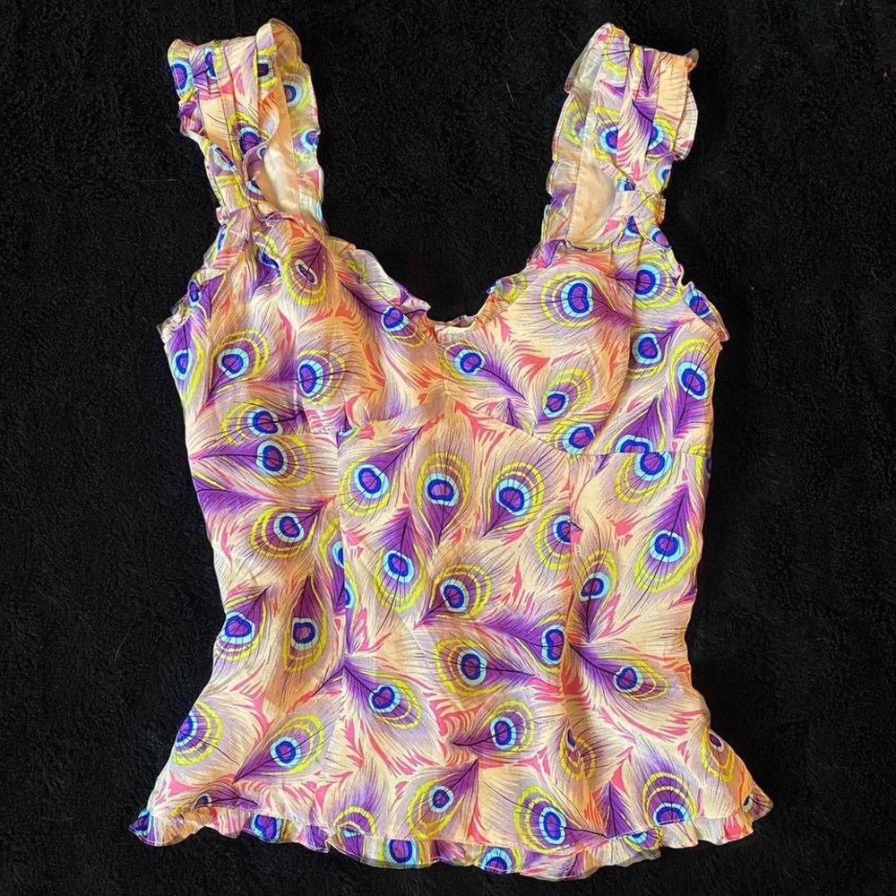 VINTAGE NANETTE LEPORE PEACOCK PRINT CAMI! 💗🦚💫🌷💐✨